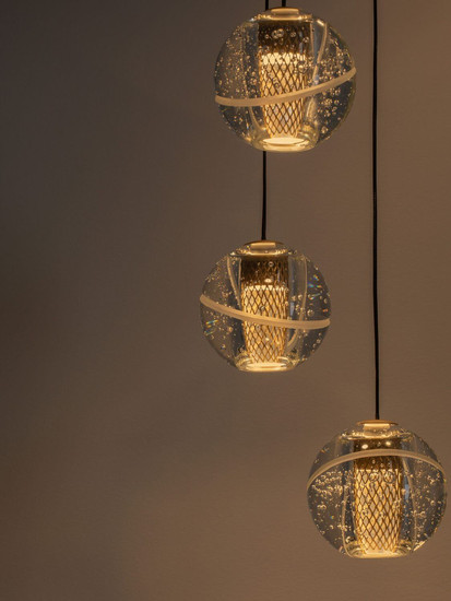 Nova Luce LED Pendelleuchte Licio dimmbar 16W warmweiss 3000K Gold Glas Metall Ø31cm 9186960