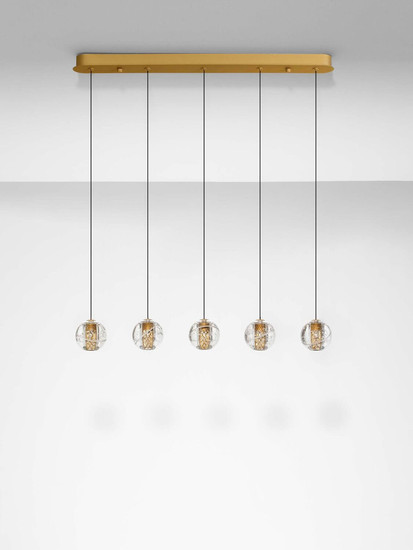 Nova Luce LED Pendelleuchte Licio dimmbar 16W warmweiss 3000K Gold Glas Metall 18x12cm 9186961
