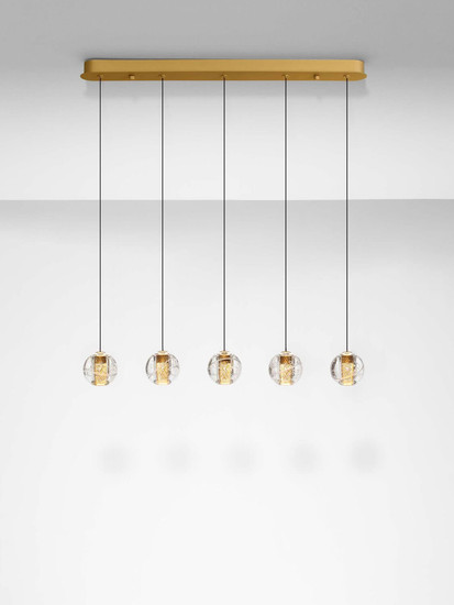 Nova Luce LED Pendelleuchte Licio dimmbar 16W warmweiss 3000K Gold Glas Metall 18x12cm 9186961