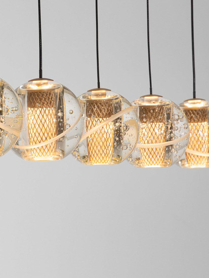 Nova Luce LED Pendelleuchte Licio dimmbar 16W warmweiss 3000K Gold Glas Metall 18x12cm 9186961
