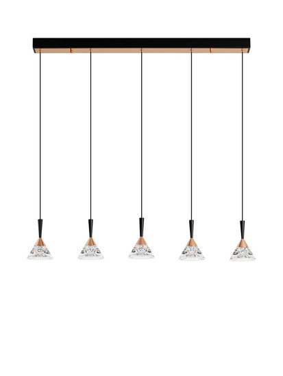 Nova Luce LED Pendelleuchte Paluz dimmbar 30W warmweiss 3000K Roségold Schwarz Metall 90,5x10,5cm 9186964