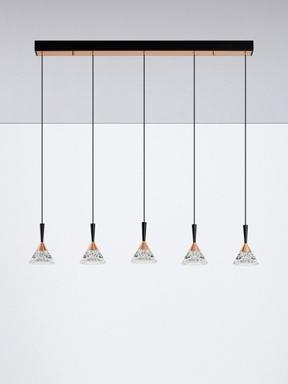 Nova Luce LED Pendelleuchte Paluz dimmbar 30W warmweiss 3000K Roségold Schwarz Metall 90,5x10,5cm 9186964