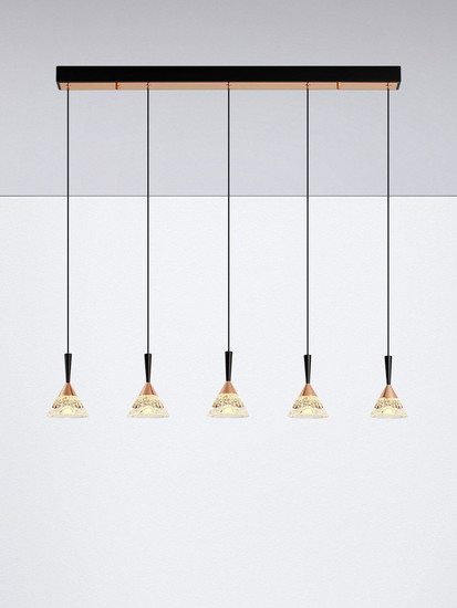 Nova Luce LED Pendelleuchte Paluz dimmbar 30W warmweiss 3000K Roségold Schwarz Metall 90,5x10,5cm 9186964
