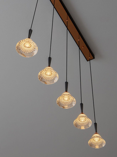 Nova Luce LED Pendelleuchte Paluz dimmbar 30W warmweiss 3000K Roségold Schwarz Metall 90,5x10,5cm 9186964