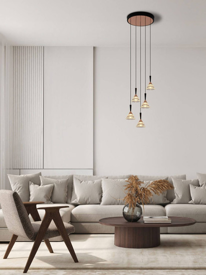 Nova Luce LED Pendelleuchte Paluz dimmbar 30W warmweiss 3000K Roségold Schwarz Metall Ø32cm 9186965