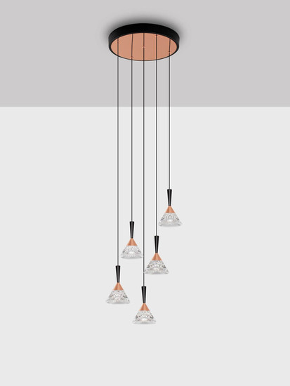 Nova Luce LED Pendelleuchte Paluz dimmbar 30W warmweiss 3000K Roségold Schwarz Metall Ø32cm 9186965