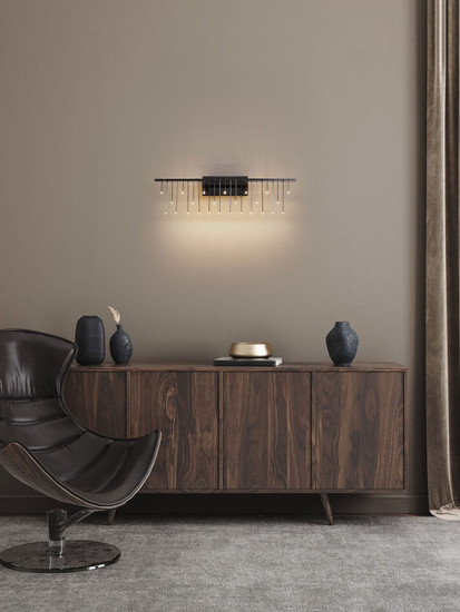 Nova Luce LED Wandleuchte Stellar dimmbar 11W warmweiss 3000K Schwarz Chrom Aluminium 67x20cm 9186967