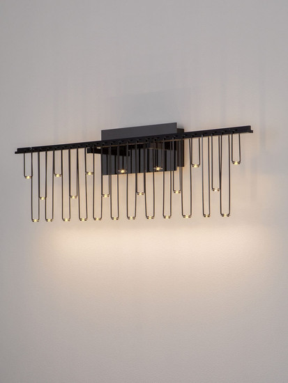 Nova Luce LED Wandleuchte Stellar dimmbar 11W warmweiss 3000K Schwarz Chrom Aluminium 67x20cm 9186967