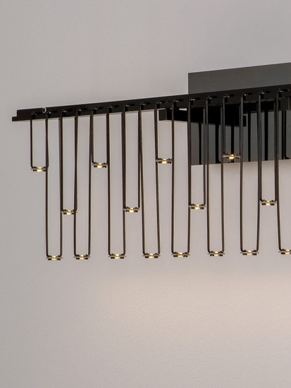 Nova Luce LED Wandleuchte Stellar dimmbar 11W warmweiss 3000K Schwarz Chrom Aluminium 67x20cm 9186967