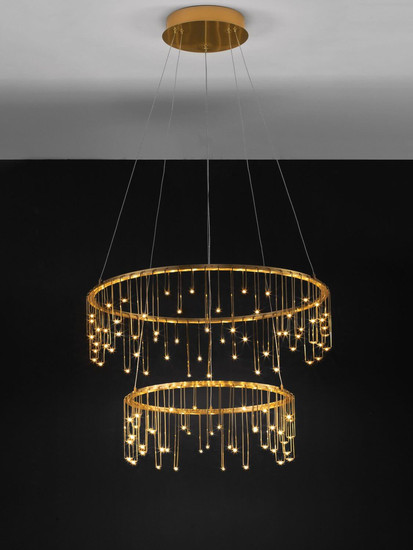 Nova Luce LED Pendelleuchte Stellar dimmbar 41W warmweiss 3000K Gold Aluminium Kupfer Ø65cm 9186968