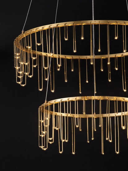 Nova Luce LED Pendelleuchte Stellar dimmbar 41W warmweiss 3000K Gold Aluminium Kupfer Ø65cm 9186968