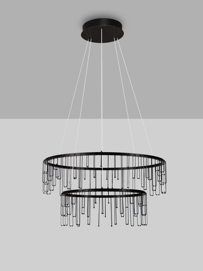 Nova Luce LED Pendelleuchte Stellar dimmbar 41W warmweiss 3000K Schwarz Chrom Aluminium Ø65cm 9186969