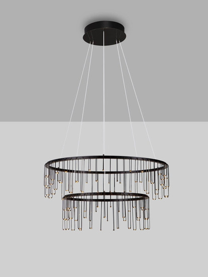 Nova Luce LED Pendelleuchte Stellar dimmbar 41W warmweiss 3000K Schwarz Chrom Aluminium Ø65cm 9186969