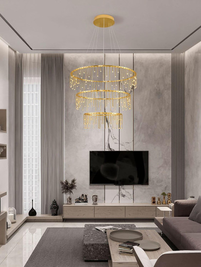 Nova Luce LED Pendelleuchte Stellar dimmbar 72W warmweiss 3000K Gold Aluminium Kupfer Ø80cm 9186970