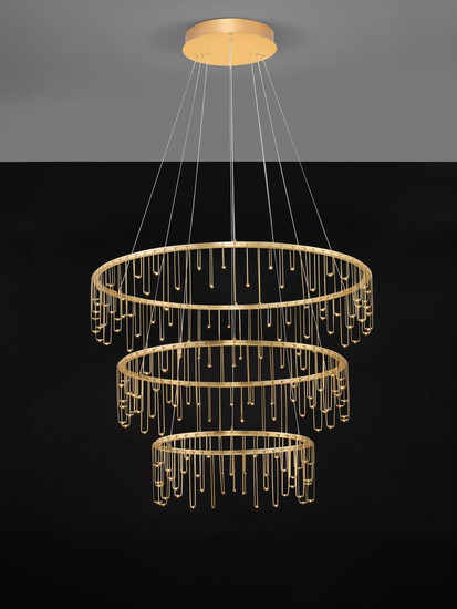 Nova Luce LED Pendelleuchte Stellar dimmbar 72W warmweiss 3000K Gold Aluminium Kupfer Ø80cm 9186970