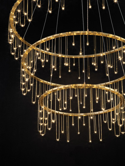 Nova Luce LED Pendelleuchte Stellar dimmbar 72W warmweiss 3000K Gold Aluminium Kupfer Ø80cm 9186970