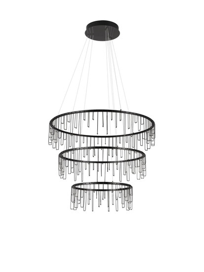 Nova Luce LED Pendelleuchte Stellar dimmbar 72W warmweiss 3000K Schwarz Chrom Aluminium Ø80cm 9186971