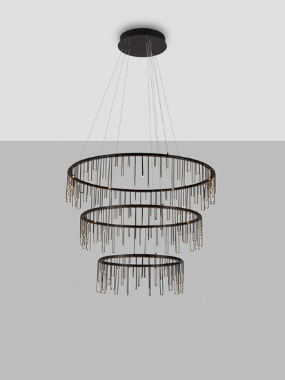 Nova Luce LED Pendelleuchte Stellar dimmbar 72W warmweiss 3000K Schwarz Chrom Aluminium Ø80cm 9186971