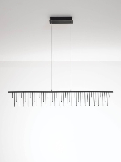 Nova Luce LED Pendelleuchte Stellar dimmbar 17W warmweiss 3000K Schwarz Chrom Aluminium 120x8cm 9186973