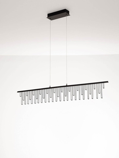 Nova Luce LED Pendelleuchte Stellar dimmbar 17W warmweiss 3000K Schwarz Chrom Aluminium 120x8cm 9186973