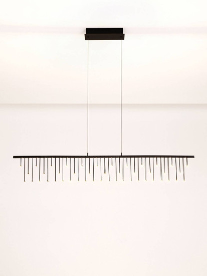 Nova Luce LED Pendelleuchte Stellar dimmbar 17W warmweiss 3000K Schwarz Chrom Aluminium 120x8cm 9186973