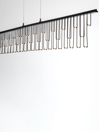 Nova Luce LED Pendelleuchte Stellar dimmbar 17W warmweiss 3000K Schwarz Chrom Aluminium 120x8cm 9186973