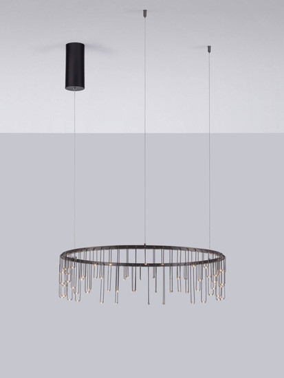 Nova Luce LED Pendelleuchte Stellar dimmbar 25W warmweiss 3000K Schwarz Chrom Aluminium Ø65cm 9186975