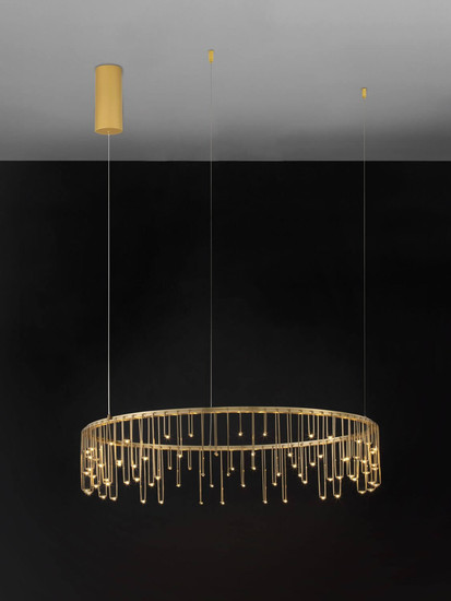 Nova Luce LED Pendelleuchte Stellar dimmbar 30W warmweiss 3000K Gold Aluminium Kupfer Ø80cm 9186976