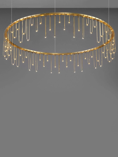 Nova Luce LED Pendelleuchte Stellar dimmbar 30W warmweiss 3000K Gold Aluminium Kupfer Ø80cm 9186976
