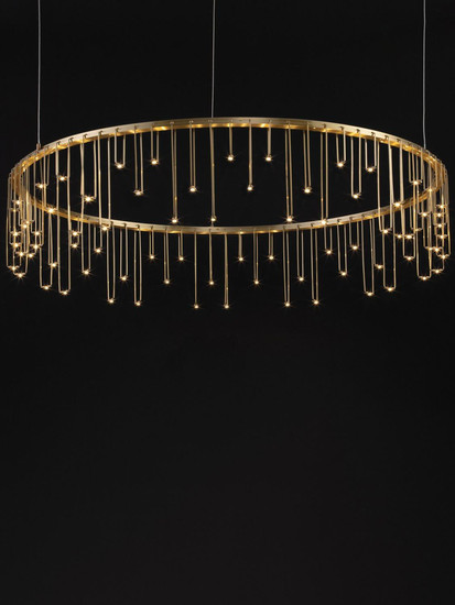 Nova Luce LED Pendelleuchte Stellar dimmbar 30W warmweiss 3000K Gold Aluminium Kupfer Ø80cm 9186976