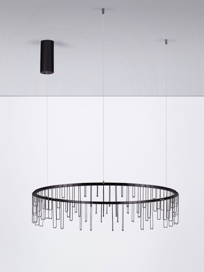 Nova Luce LED Pendelleuchte Stellar dimmbar 30W warmweiss 3000K Schwarz Chrom Aluminium Ø80cm 9186977