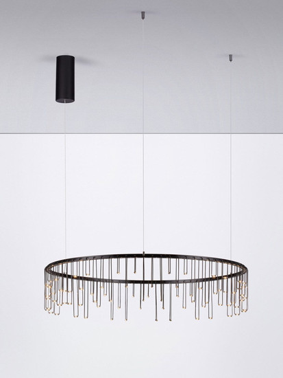 Nova Luce LED Pendelleuchte Stellar dimmbar 30W warmweiss 3000K Schwarz Chrom Aluminium Ø80cm 9186977