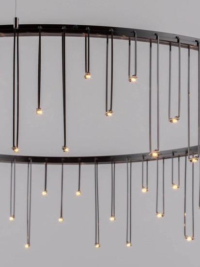 Nova Luce LED Pendelleuchte Stellar dimmbar 30W warmweiss 3000K Schwarz Chrom Aluminium Ø80cm 9186977