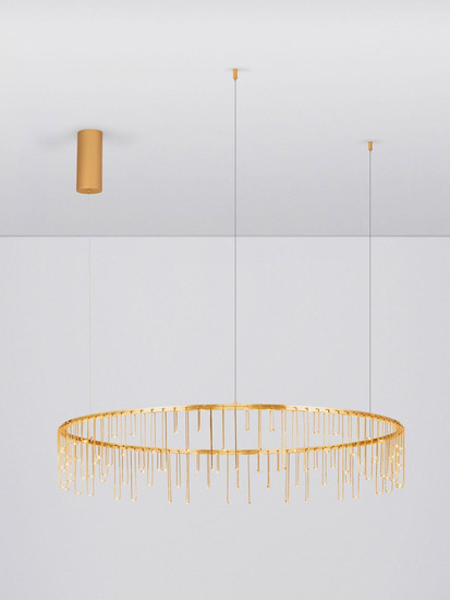 Nova Luce LED Pendelleuchte Stellar dimmbar 36W warmweiss 3000K Gold Aluminium Kupfer Ø100cm 9186978
