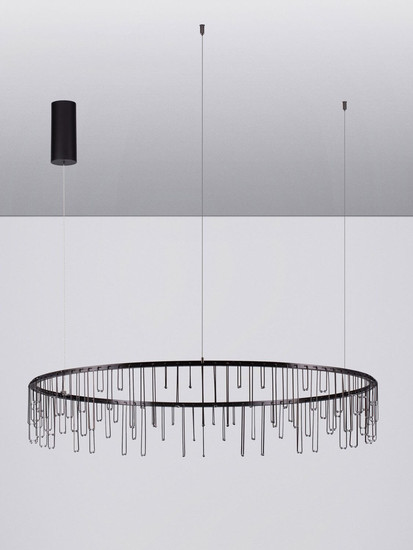 Nova Luce LED Pendelleuchte Stellar dimmbar 36W warmweiss 3000K Schwarz Chrom Aluminium Ø100cm 9186979