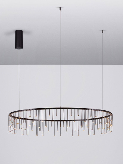 Nova Luce LED Pendelleuchte Stellar dimmbar 36W warmweiss 3000K Schwarz Chrom Aluminium Ø100cm 9186979