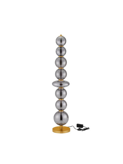 Nova Luce LED Stehleuchte Navi dimmbar 37W warmweiss 3000K Messinggold Rauchgrau Glas Metall 140cm 9186984