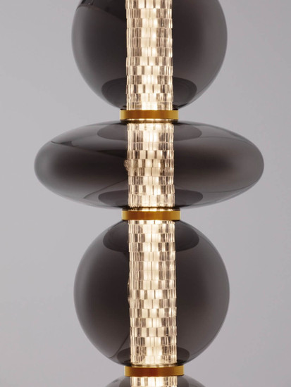 Nova Luce LED Stehleuchte Navi dimmbar 37W warmweiss 3000K Messinggold Rauchgrau Glas Metall 140cm 9186984