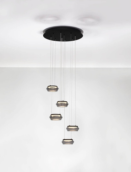 Nova Luce LED Pendelleuchte Jailyn dimmbar 40W warmweiss 3000K Rauchgrau Schwarz Glas Aluminium Ø45cm 9236103
