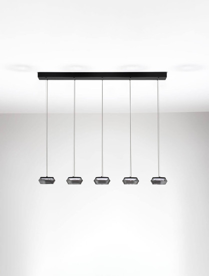Nova Luce LED Pendelleuchte Jailyn dimmbar 40W warmweiss 3000K Rauchgrau Schwarz Glas Aluminium 108x14cm 9236104