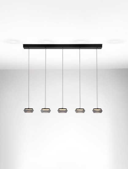 Nova Luce LED Pendelleuchte Jailyn dimmbar 40W warmweiss 3000K Rauchgrau Schwarz Glas Aluminium 108x14cm 9236104