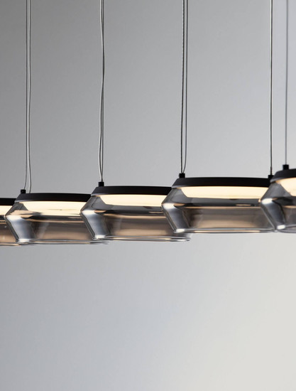 Nova Luce LED Pendelleuchte Jailyn dimmbar 40W warmweiss 3000K Rauchgrau Schwarz Glas Aluminium 108x14cm 9236104