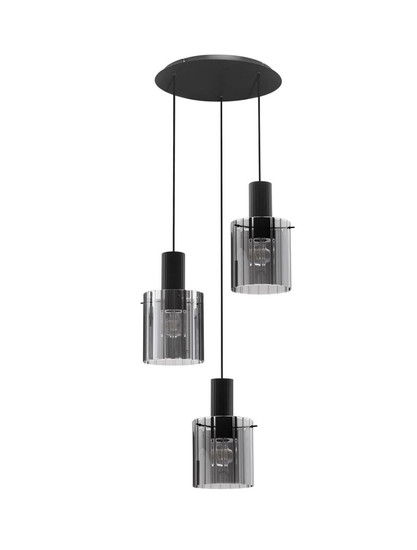 Nova Luce Pendelleuchte Mirbi 3-flammig 3xE27 Schwarz Stahl Glas Ø45cm 9236201