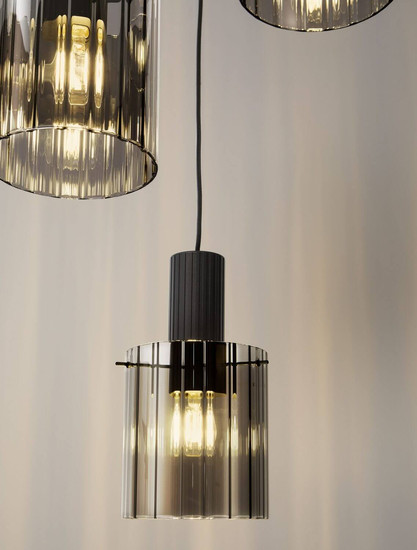 Nova Luce Pendelleuchte Mirbi 3-flammig 3xE27 Schwarz Stahl Glas Ø45cm 9236201