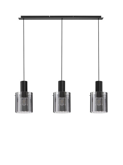 Nova Luce Pendelleuchte Mirbi 3-flammig 3xE27 Schwarz Stahl Glas 96x18cm 9236202