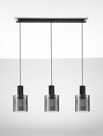 Nova Luce Pendelleuchte Mirbi 3-flammig 3xE27 Schwarz Stahl Glas 96x18cm 9236202