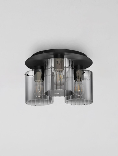 Nova Luce Deckenleuchte Mirbi 3-flammig 3xE27 Schwarz Stahl Glas Ø37cm 9236203