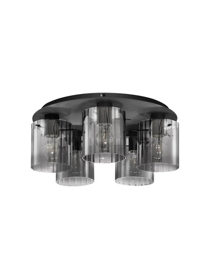 Nova Luce Deckenleuchte Mirbi 5-flammig 5xE27 Schwarz Stahl Glas Ø52cm 9236204