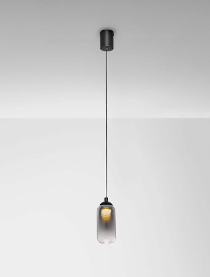 Nova Luce LED Pendelleuchte Kita 6W warmweiss 3000K Schwarz Glas Metall Ø7cm 9236205