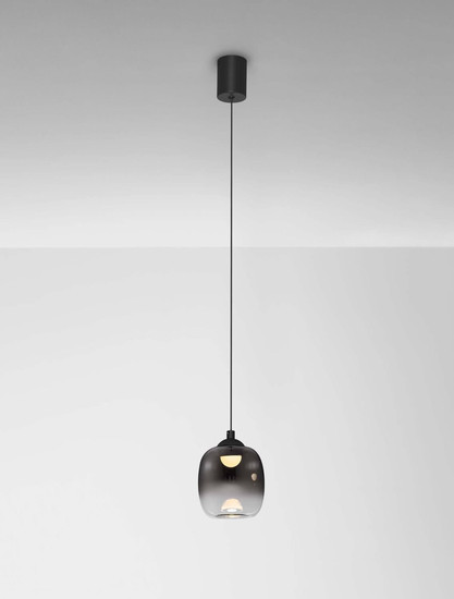 Nova Luce LED Pendelleuchte Kita 6W warmweiss 3000K Schwarz Glas Metall Ø10cm 9236206